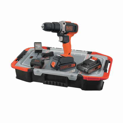Black+Decker 18V 2 Speed Hammer Drill 160 Accessories Click & Connect Box